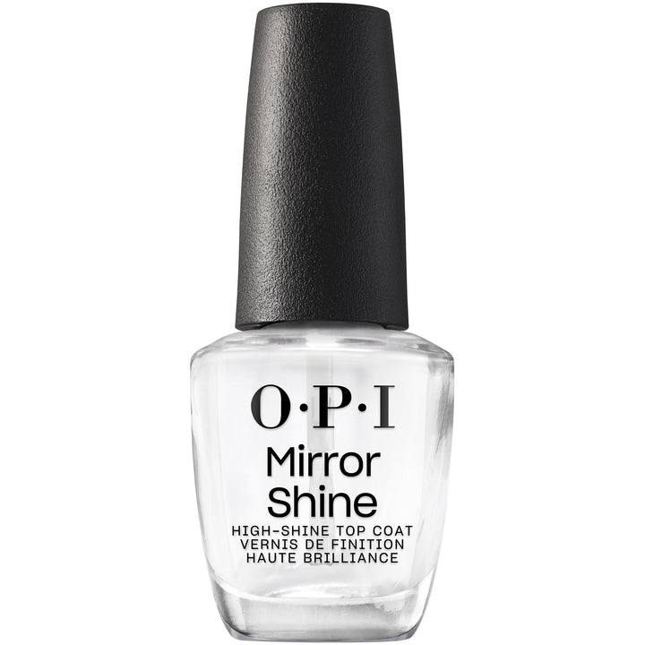 OPI Mirror Shine front bottle showing brand and glossy finish benefit