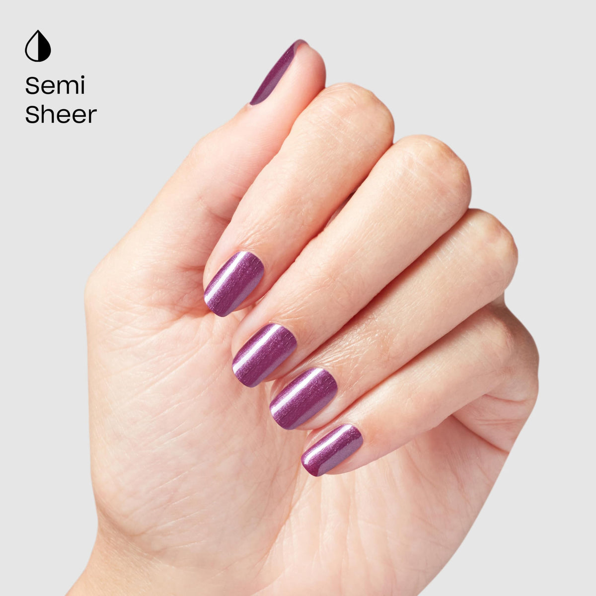 OPI mani on short rounded nails demonstrating wearable cool purple