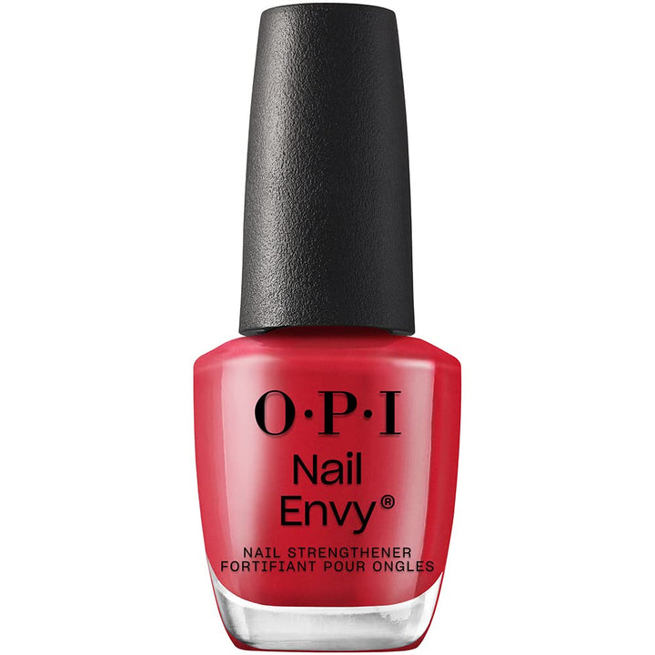 OPI bottle front view showing Big Apple Red vibrant color and durable finish