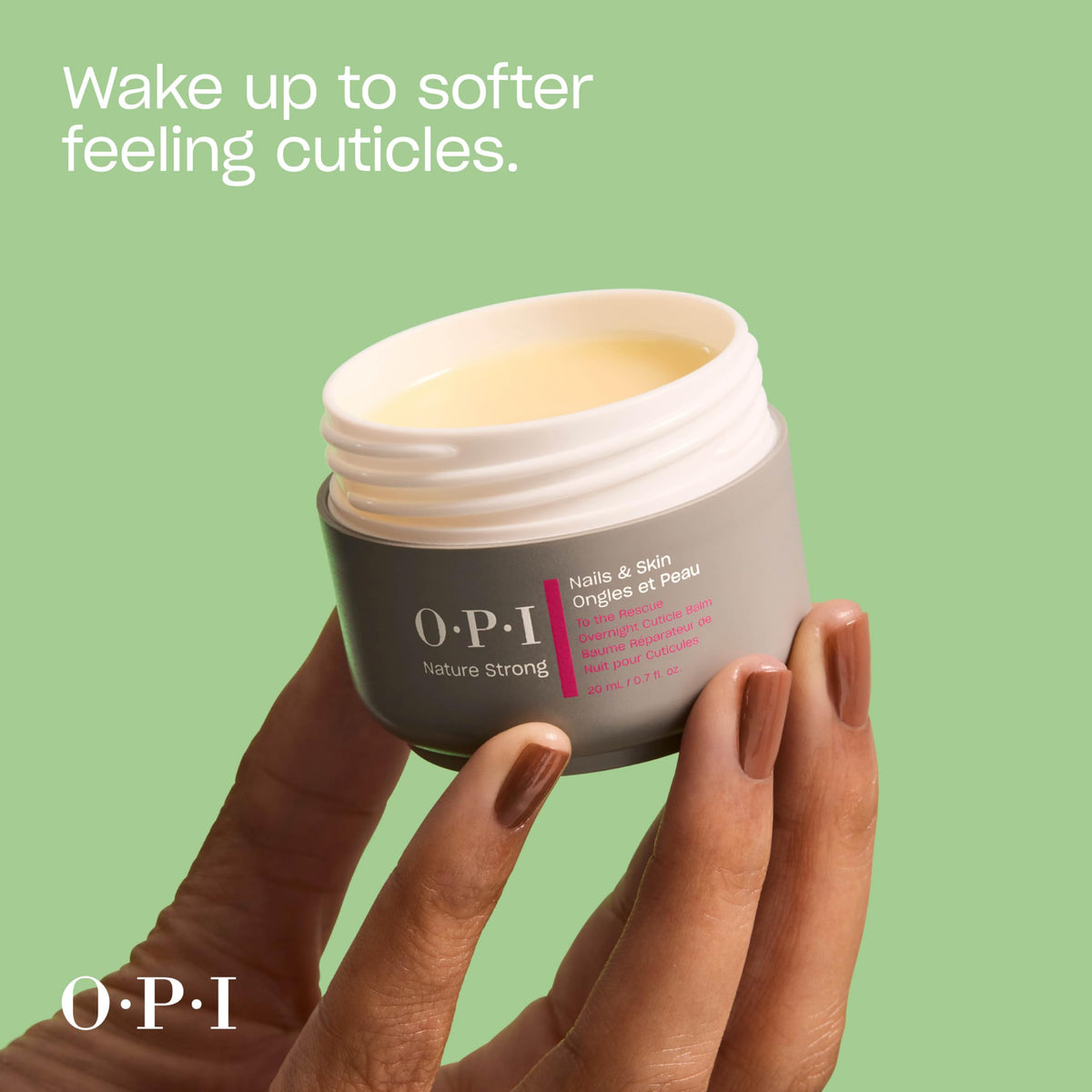 OPI open tube showing balm surface and easy scoop application benefit