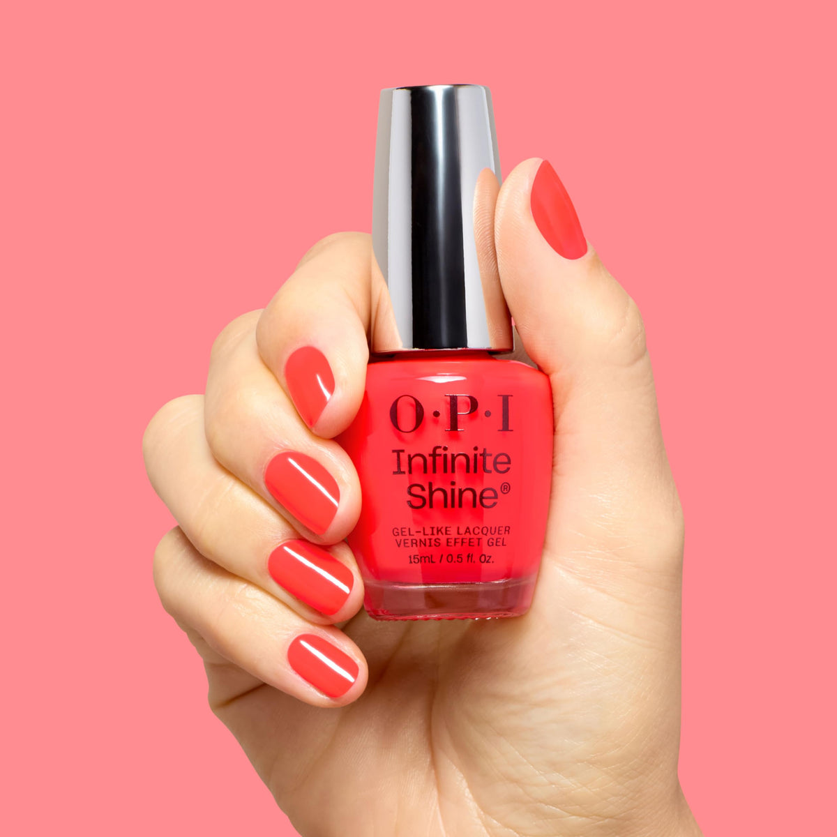 OPI nail application in progress showing ease of use and even coverage benefit