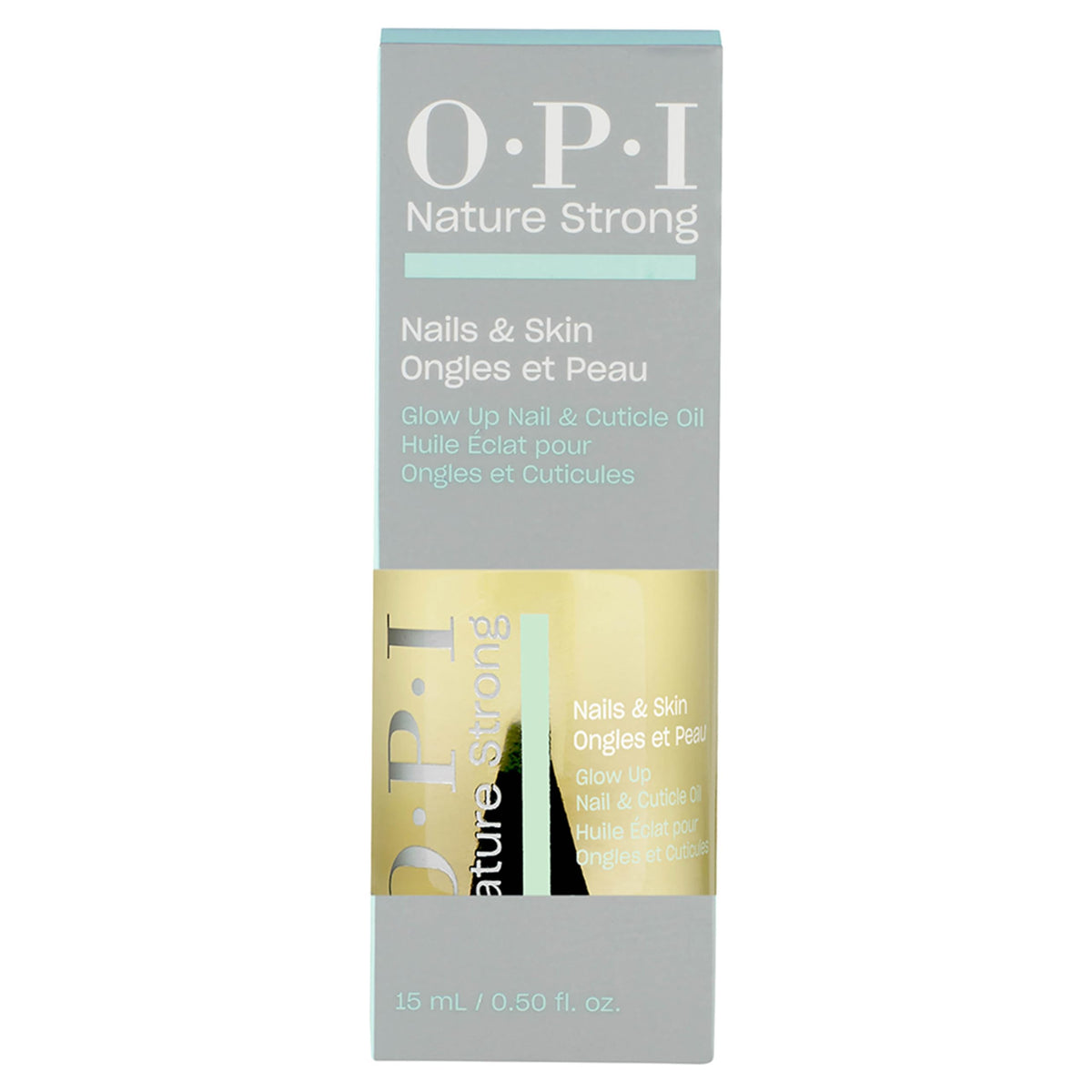 OPI bottle on bathroom shelf setting suggesting daily routine and easy access