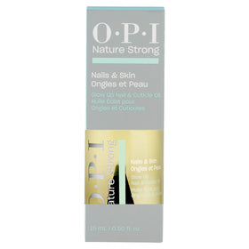 OPI bottle on bathroom shelf setting suggesting daily routine and easy access