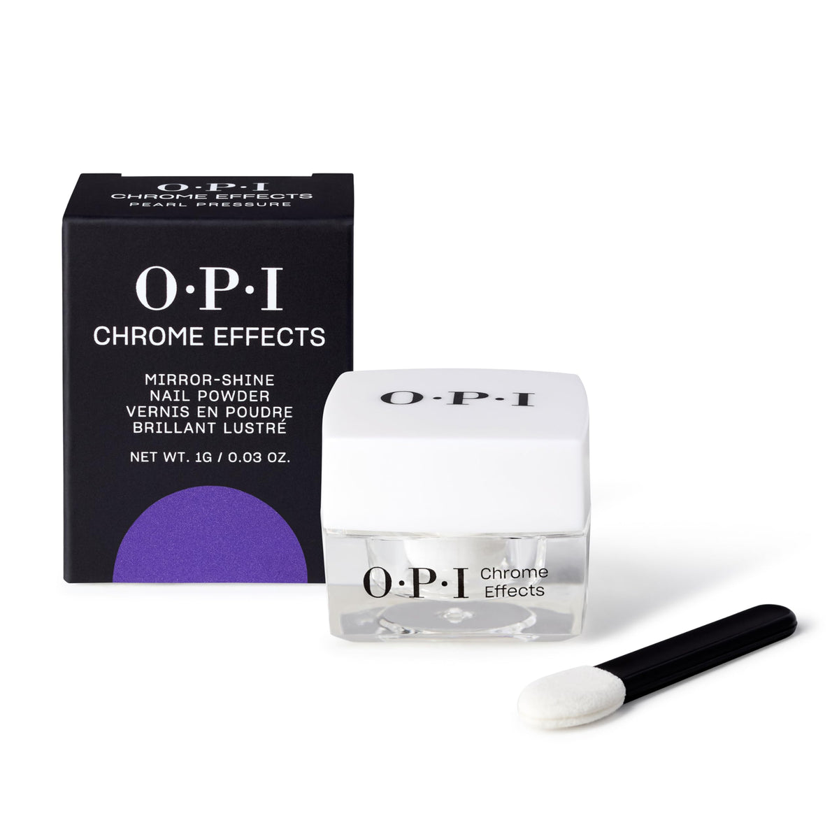 OPI front packaging showing Pearl Pressure powder and label with clear finish benefit