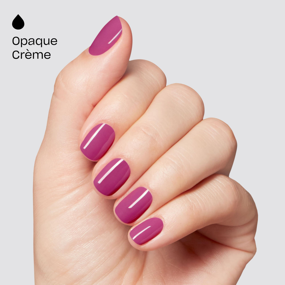 OPI swatch painted on nails illustrating opaque cool bright purple