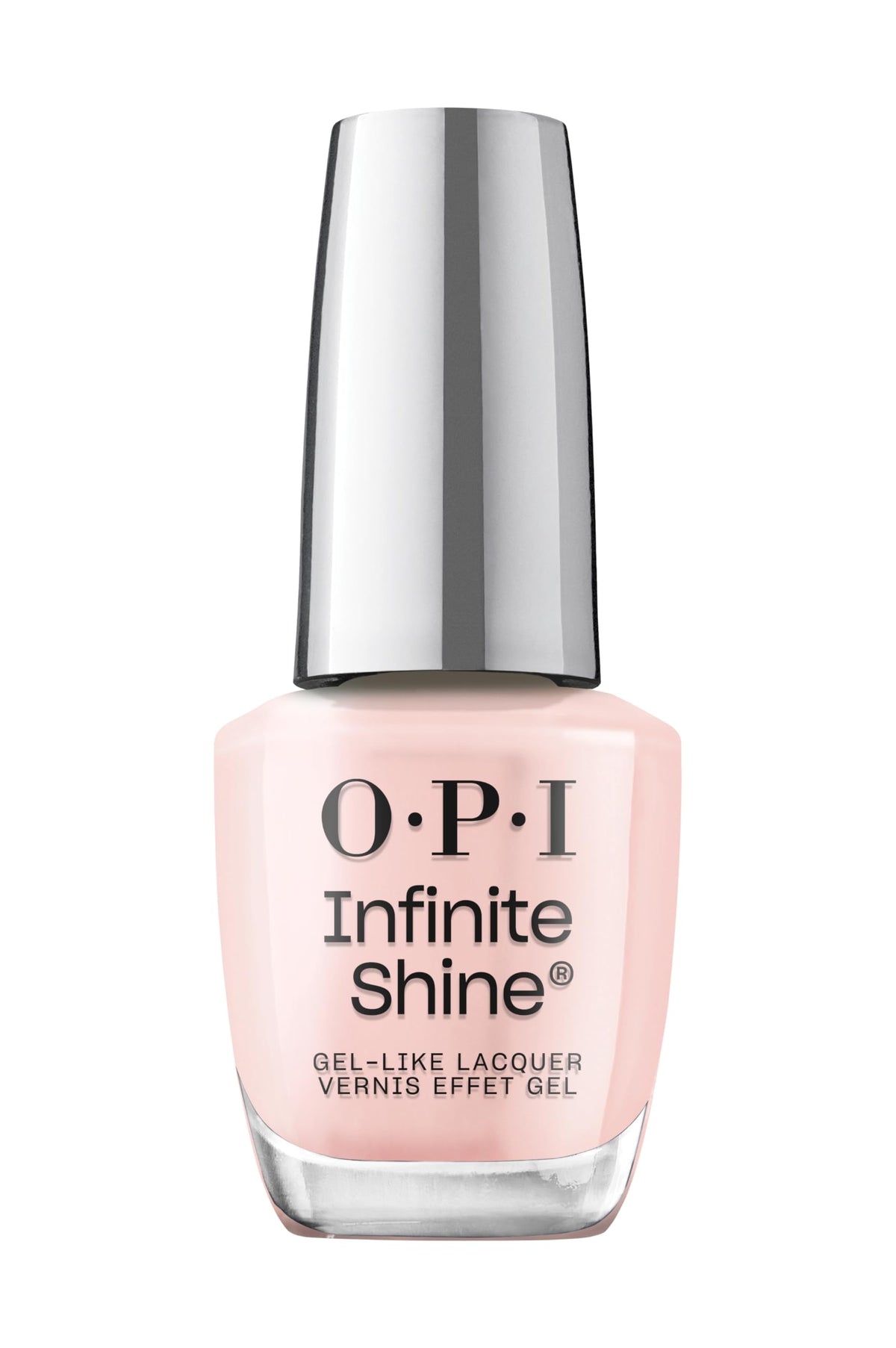 OPI bottle front view showing Pretty Pink Perseveres and glossy finish benefit
