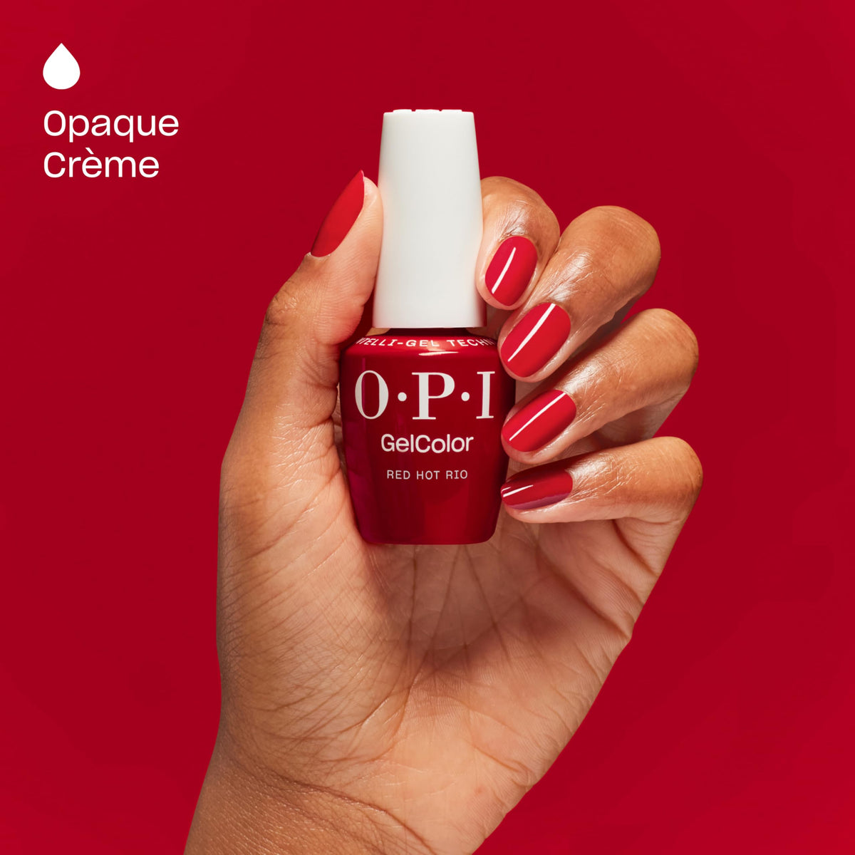 OPI being LED-cured in salon under lamp for fast 30 second smudge-proof benefit