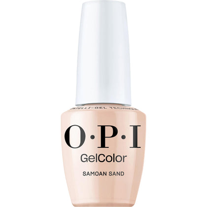 OPI Samoan Sand front bottle showing glossy professional packaging and brand trust