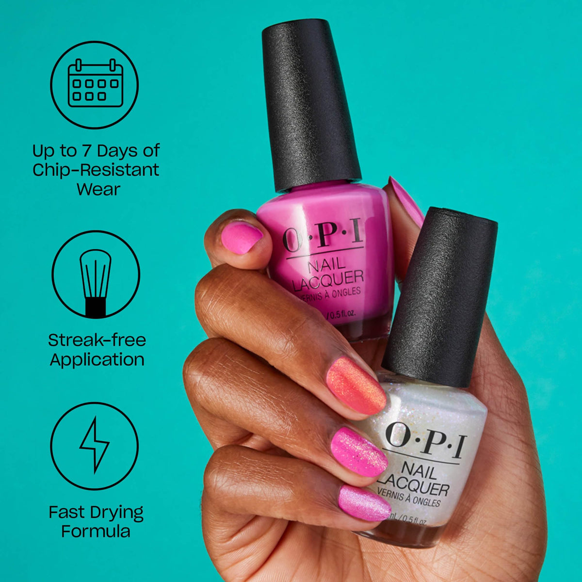 OPI swatch wheel with all four OPIcons shades showing color options