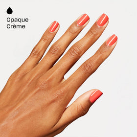 OPI bottle curing under LED lamp demonstrating fast 30-second cure and shine