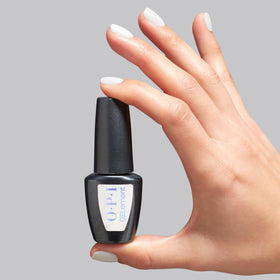 OPI Snow AnGEL held in hand to show 0.3 fl oz scale and travel-friendly size