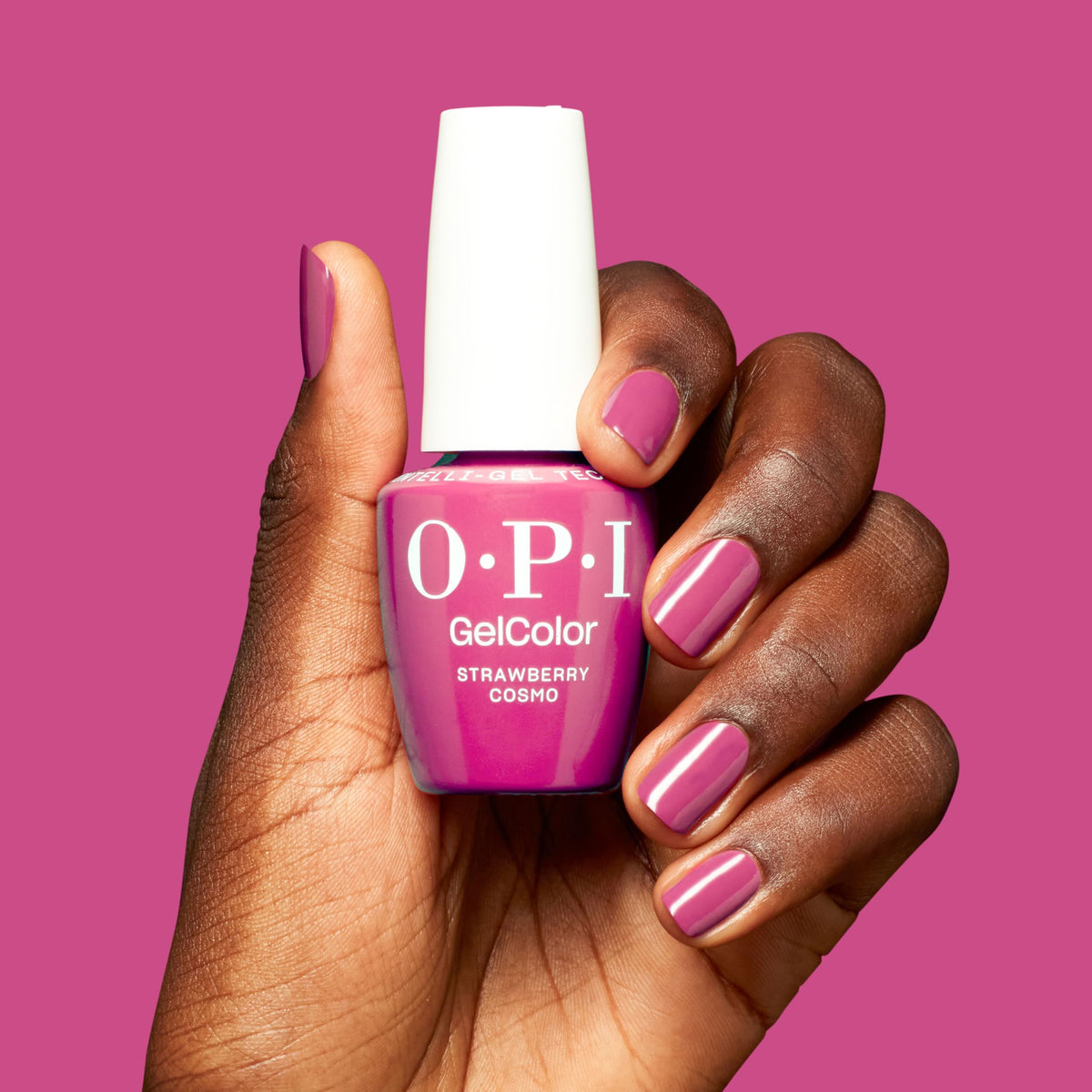 OPI bottle label detail with product name and vegan HEMA-free benefit