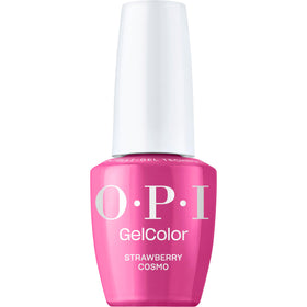 OPI bottle front packaging showing Strawberry Cosmo and glossy finish benefit