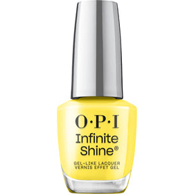 OPI front bottle of Sunkissed and Tell showing bright yellow shade and glossy benefit