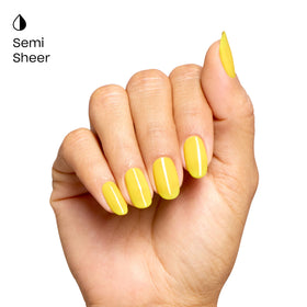 OPI label detail of Sunkissed and Tell showing formula and vegan ingredient benefit