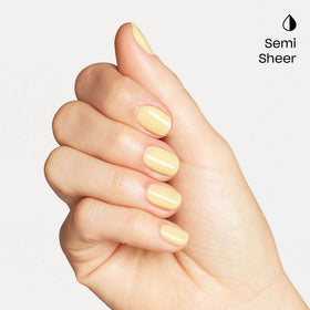 OPI Sunny Bunny jar beside everyday items showing 1.5 oz scale and convenience