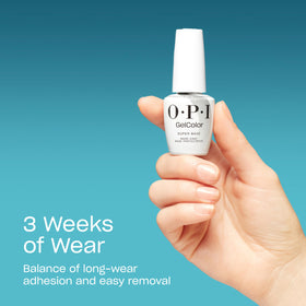 OPI Super Base applied before GelColor illustrating improved adhesion and color payoff