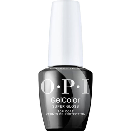 OPI bottle front view showing label and glossy gel finish benefit