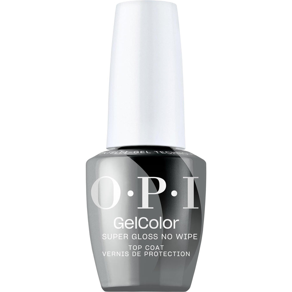 OPI bottle front packaging showing glossy top coat and branding advantage