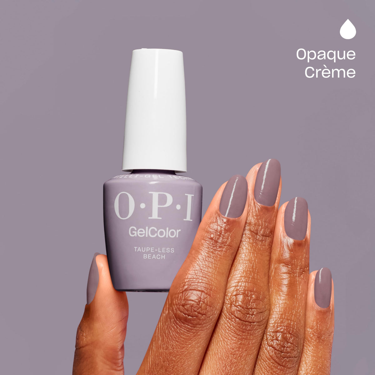 OPI close-up texture of Taupe-less Beach highlighting self-leveling sheen