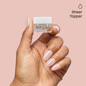 OPI glazed powder over nude gel showing luminous iced finish for elegant nails