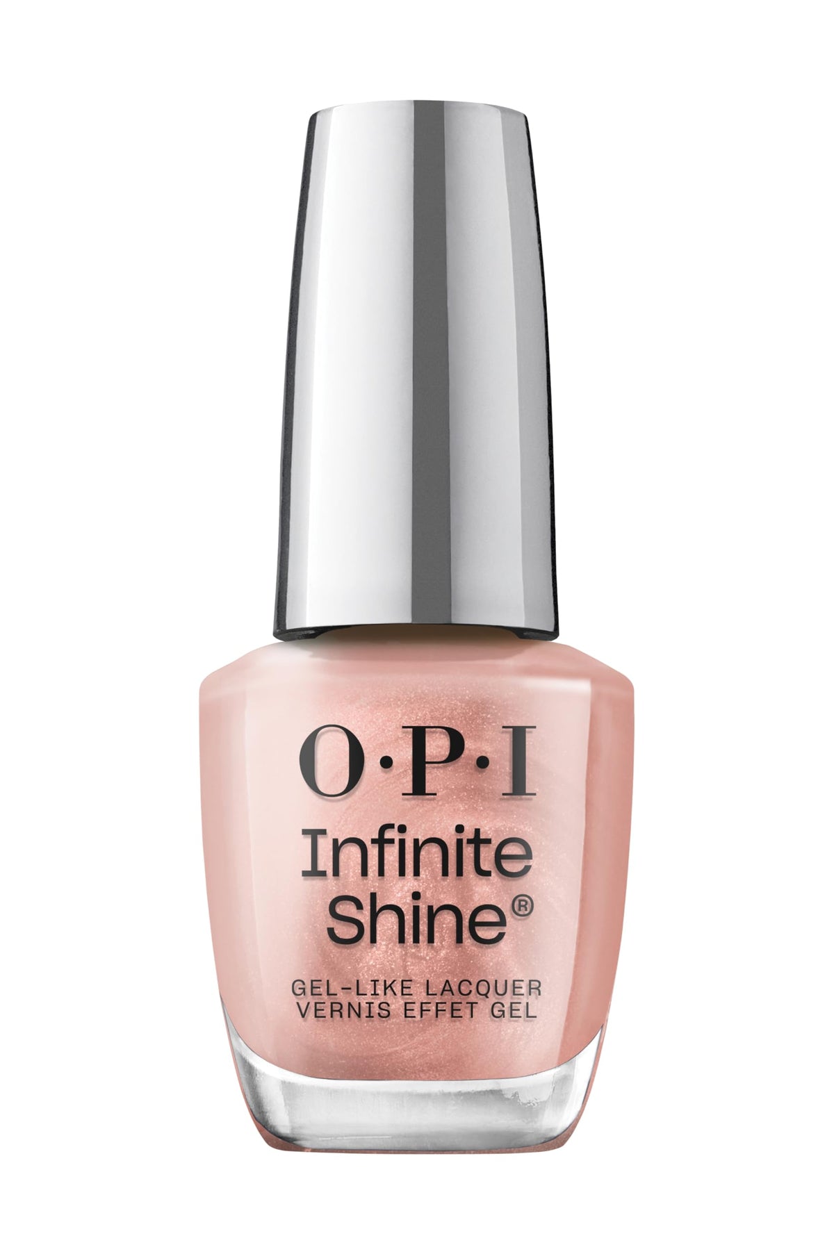 OPI Werkin' Shine to Five front bottle view showing bright pink metallic polish and branding