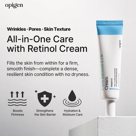 opigen jar beside ruler for scale, compact 1.01 fl oz size for travel-friendly benefit