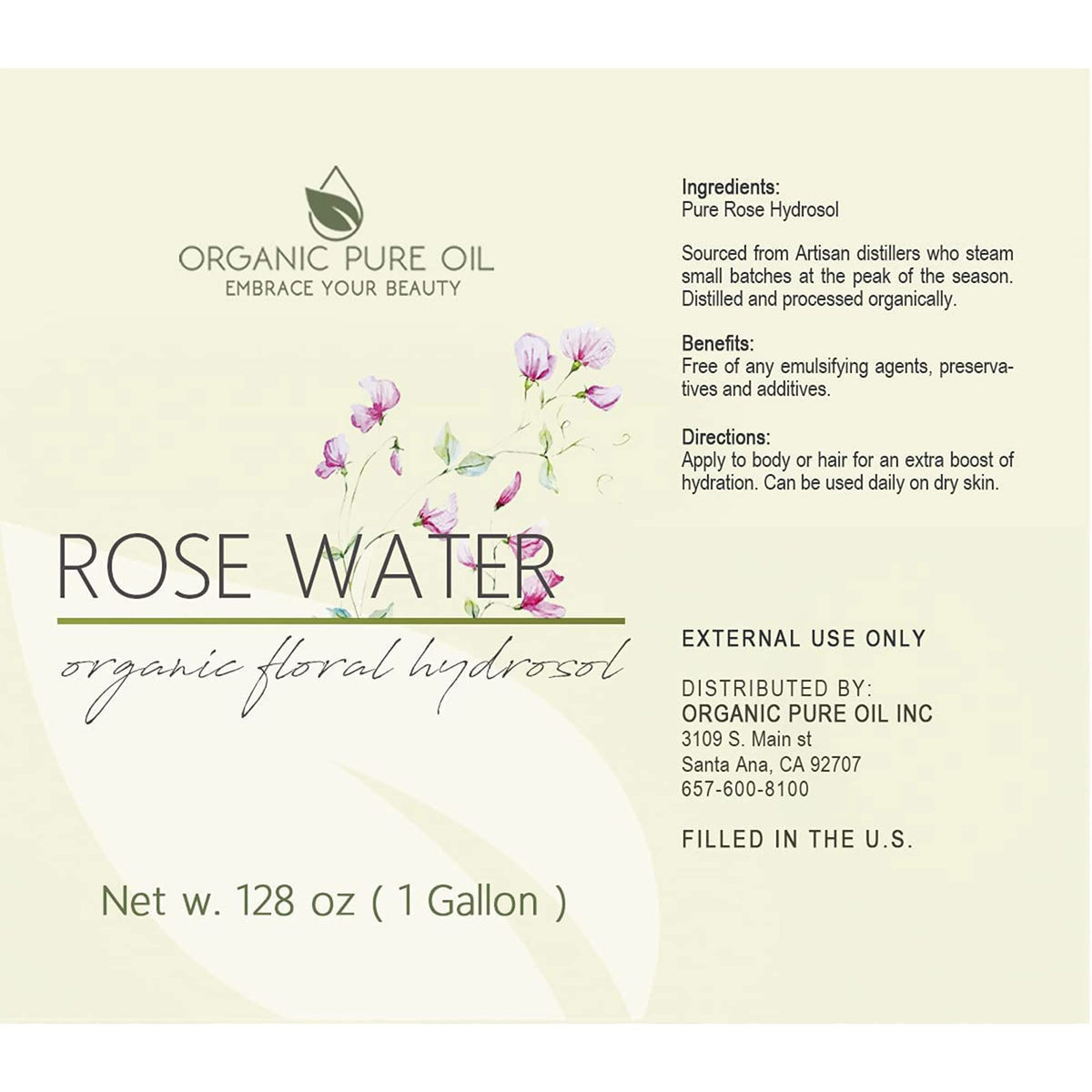 OPO pouring rose hydrosol into a smaller spray bottle for daily use and convenience