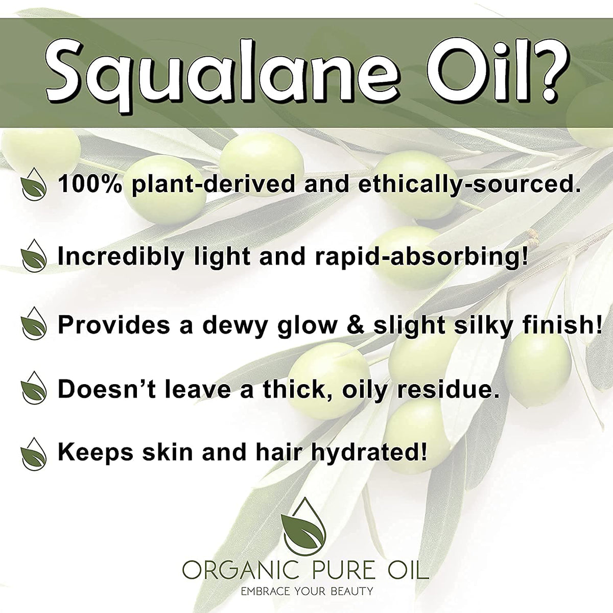 OPO squalane in palm demonstrating clear, non-greasy finish for quick absorption