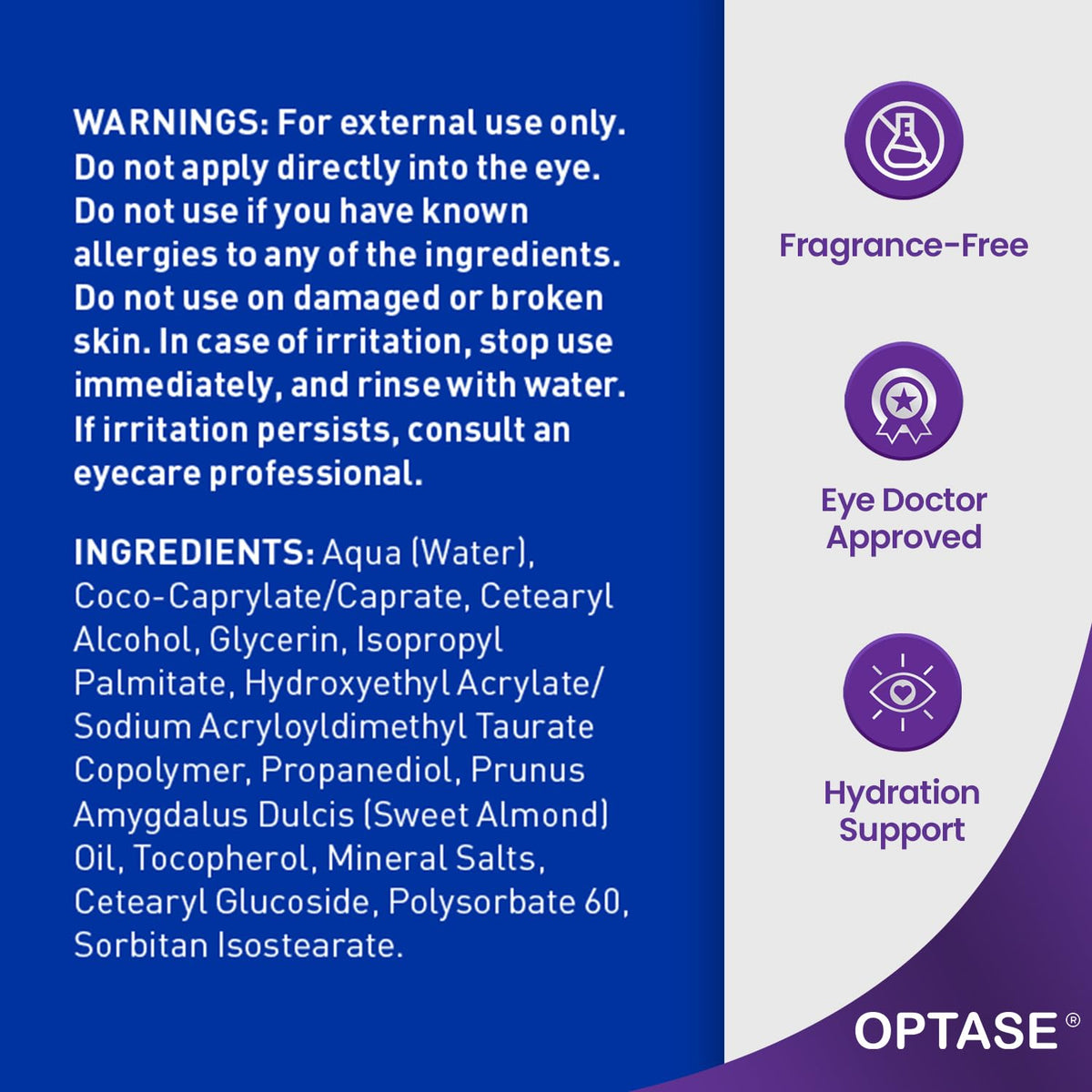 Optase creamy texture swirl demonstrating lightweight hydrating consistency