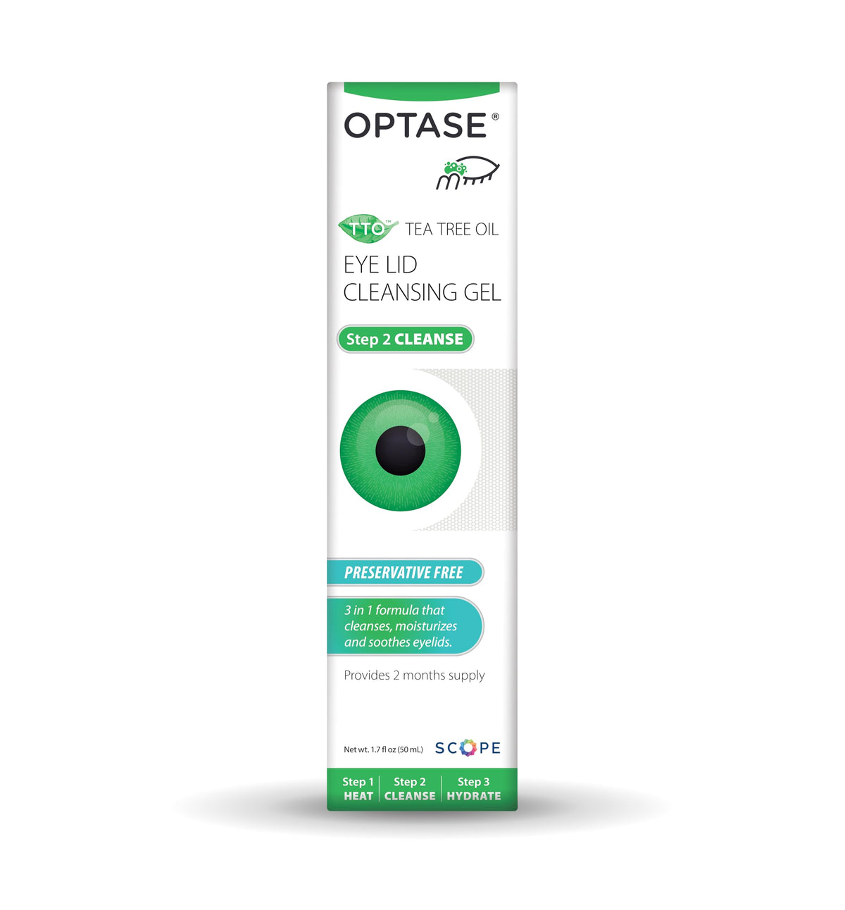 Optase TTO applied on fingertips demonstrating gentle application for eyelid hygiene