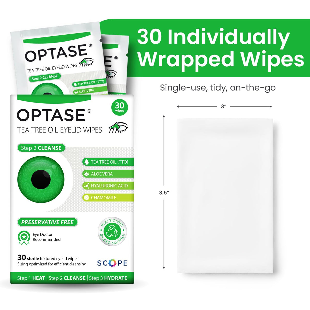Optase pouch in a handbag, travel-ready wipes for on-the-go eye care