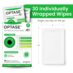 Optase pouch in a handbag, travel-ready wipes for on-the-go eye care