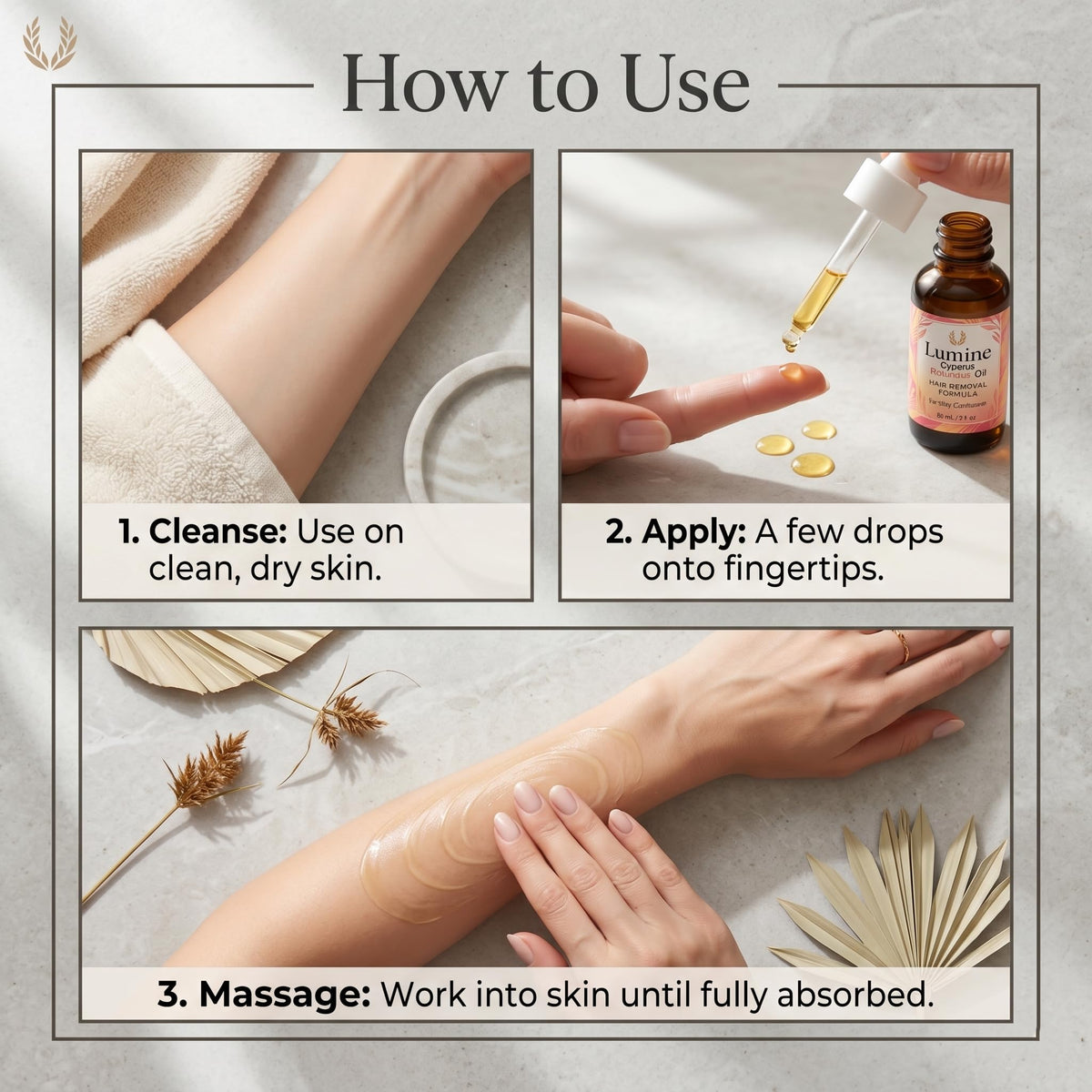 Optifusion Lumine Organics bottle in bathroom routine setting, suggests daily use and skin-nourishing ritual