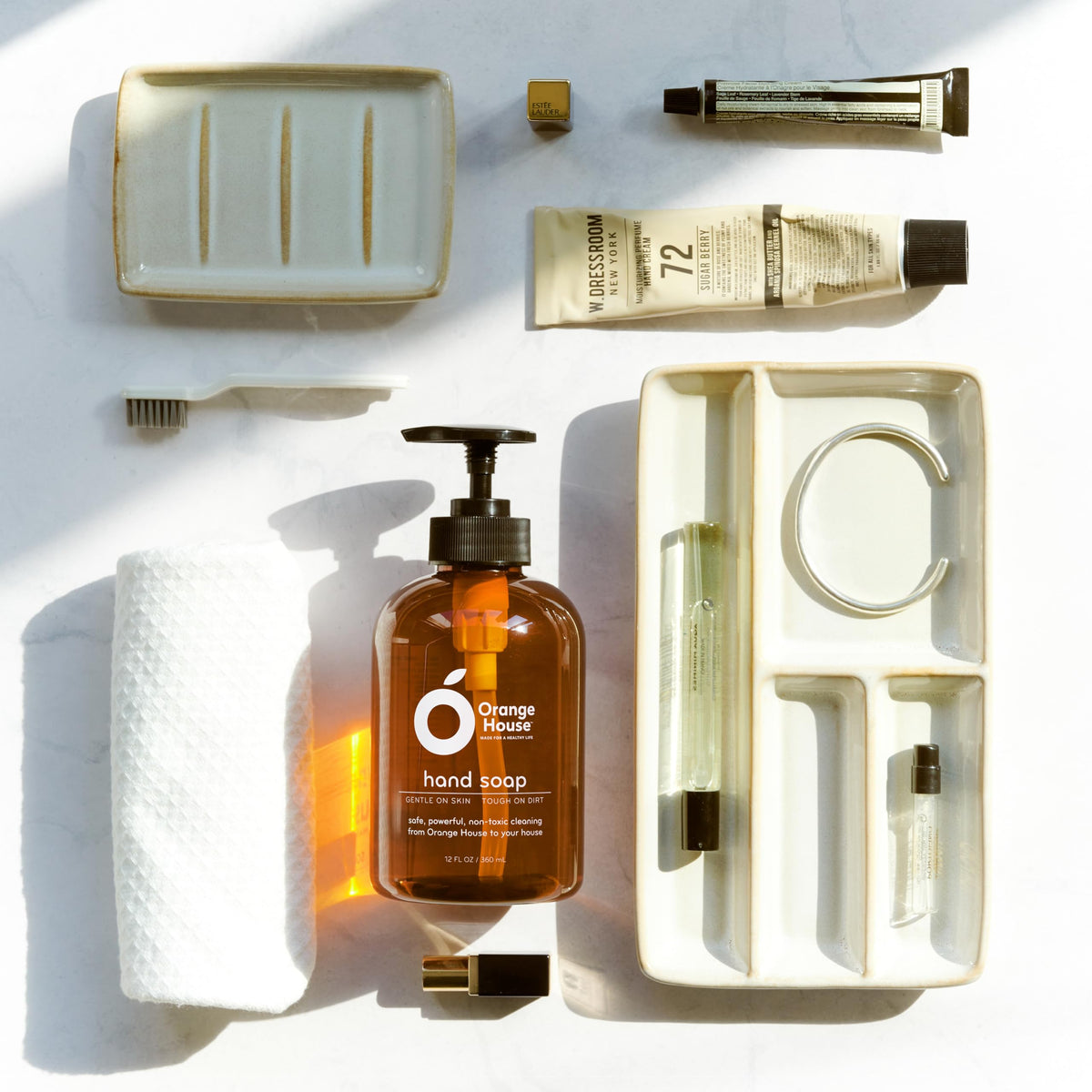ORANGE HOUSE back-of-bottle ingredient list showing transparency and non-toxic benefit