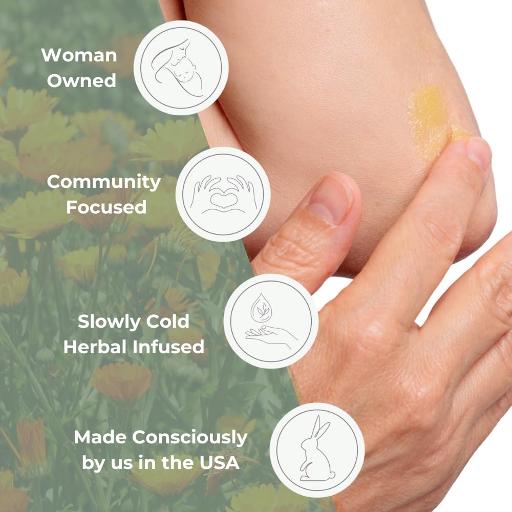 Ora's Amazing Herbal infused oil with calendula and herbs demonstrating slow infusion benefit