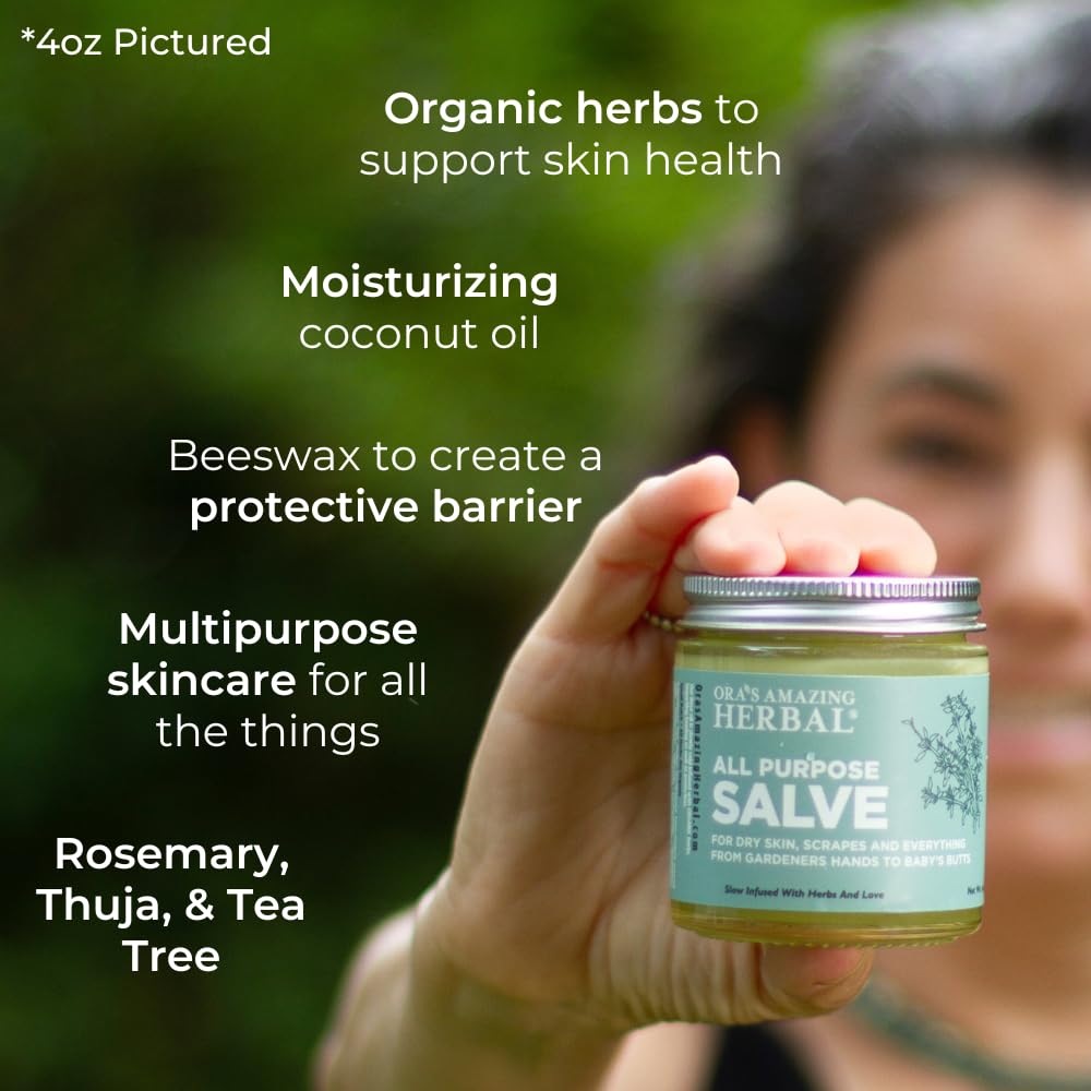 Ora's Amazing Herbal open jar close-up showing smooth salve texture for easy skin absorption