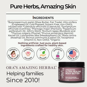 Ora's Amazing Herbal on hands treating dry elbow showing visible smoothing