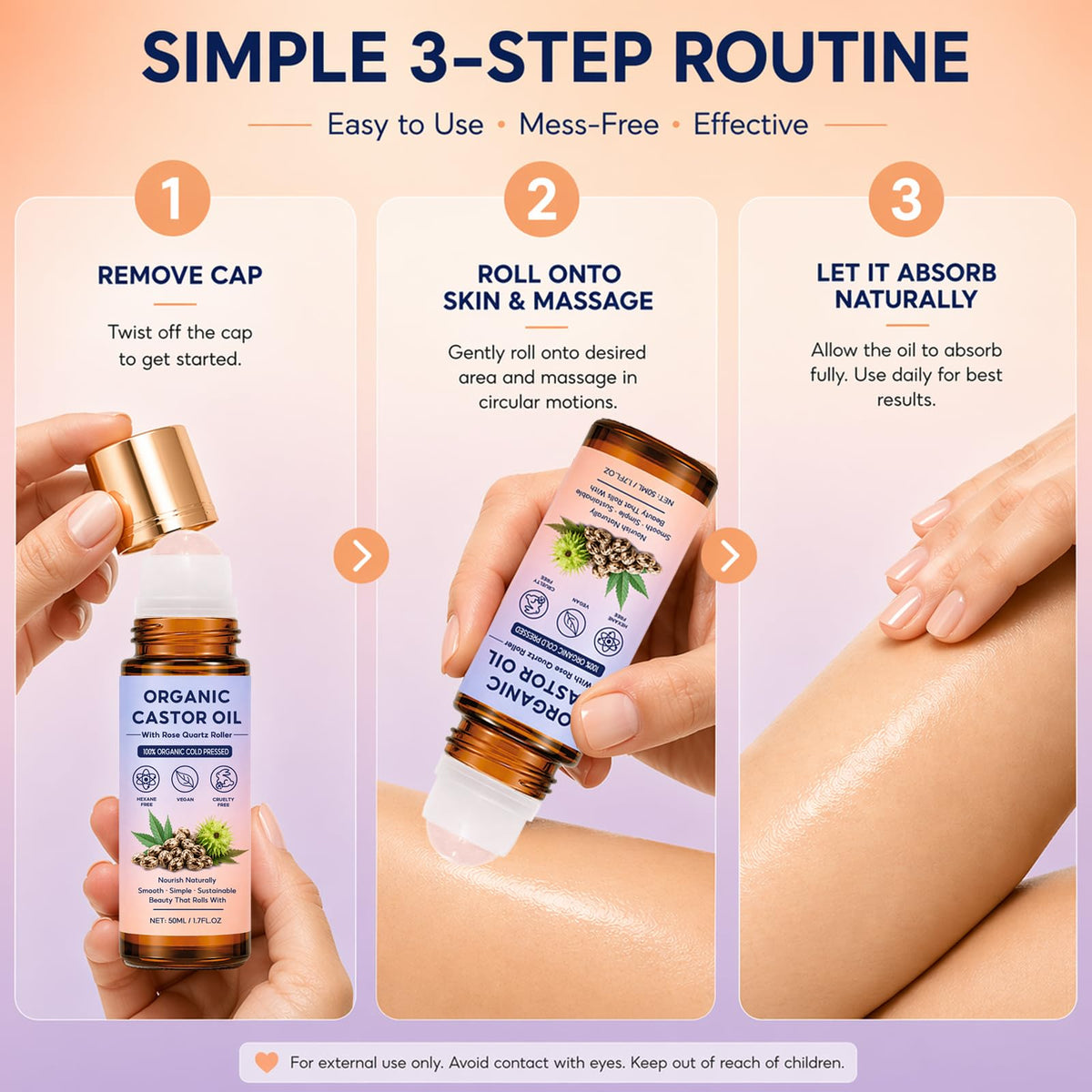 Organic Castor Oil travel kit size comparison shows portability for on-the-go care