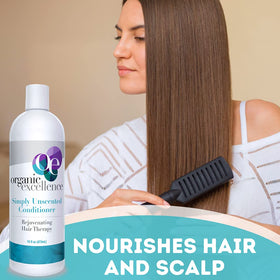 Organic Excellence bottle beside a ruler showing 16 fl oz scale advantage