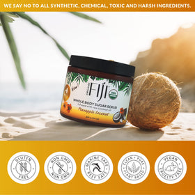 Organic Fiji 20 oz jar beside hand to show product size and value