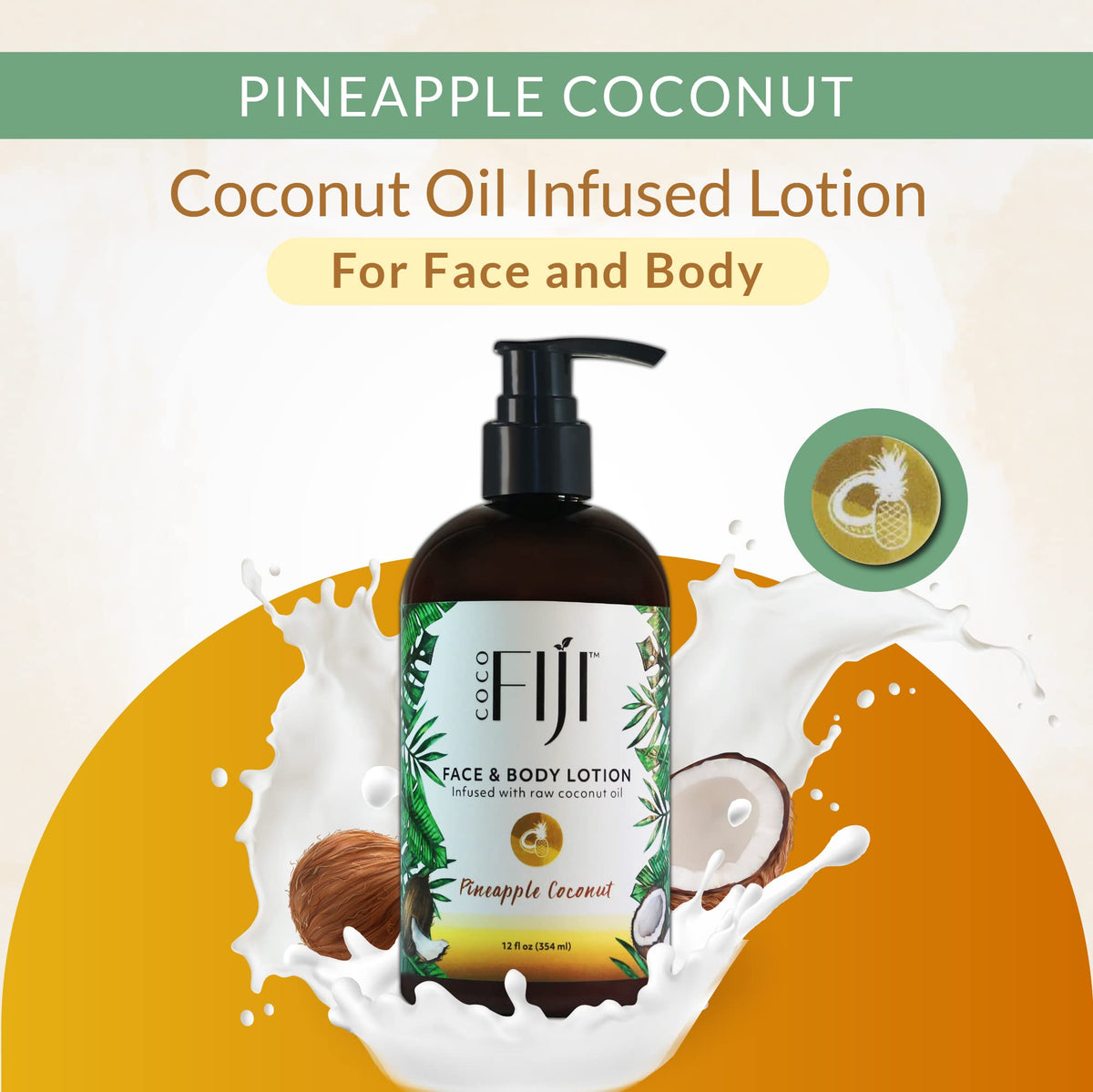 Organic Fiji lotion being dispensed on hand for quick-absorbing moisture