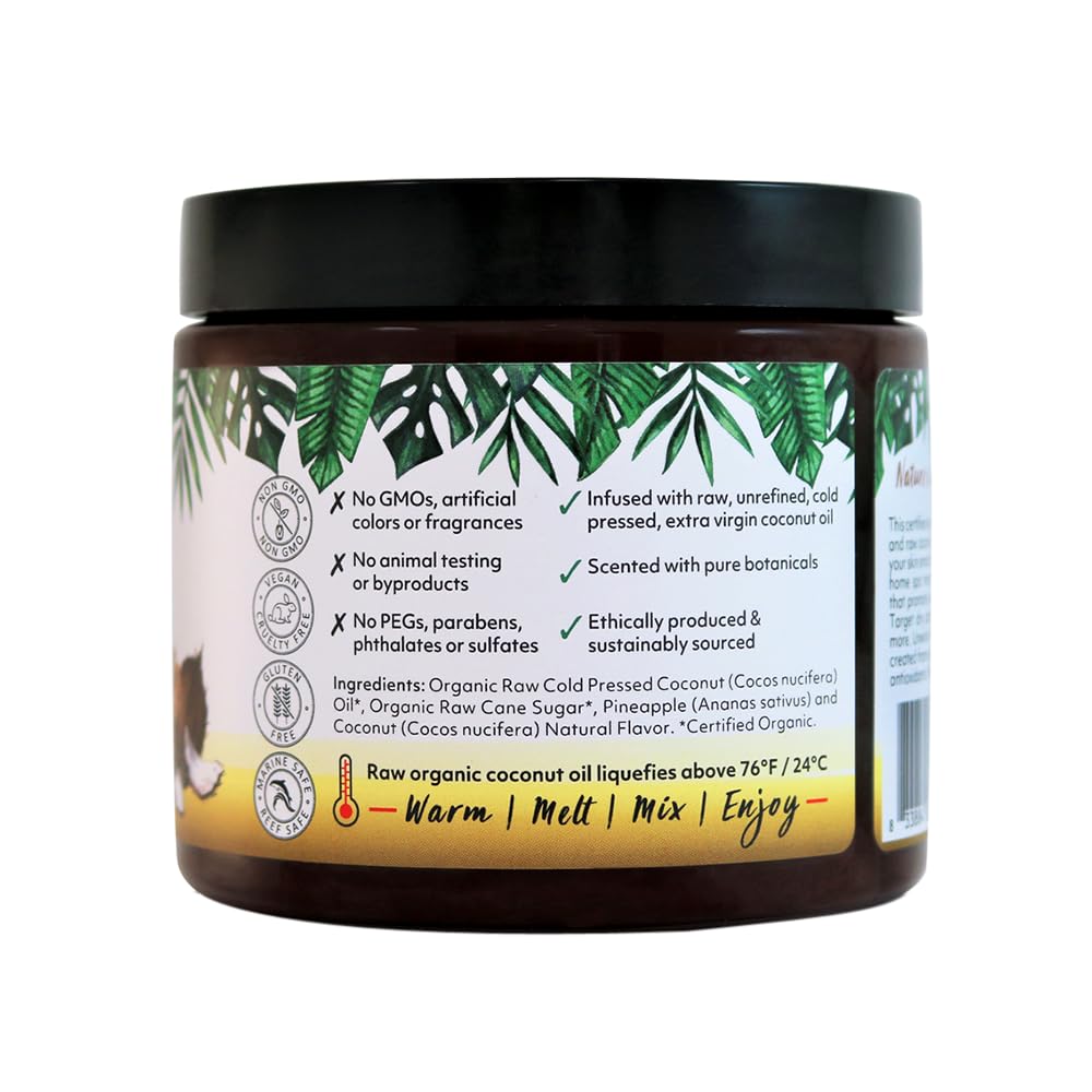Organic Fiji open jar close-up texture highlighting exfoliating sugar crystals