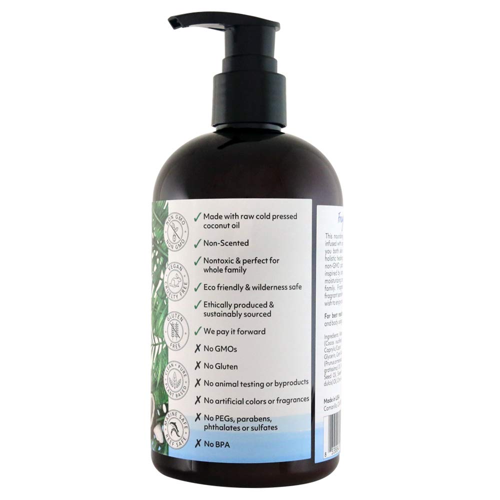 Organic Fiji pouring lotion into hand, demonstrates easy massage application