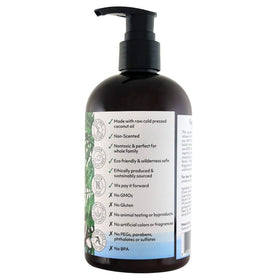 Organic Fiji pouring lotion into hand, demonstrates easy massage application