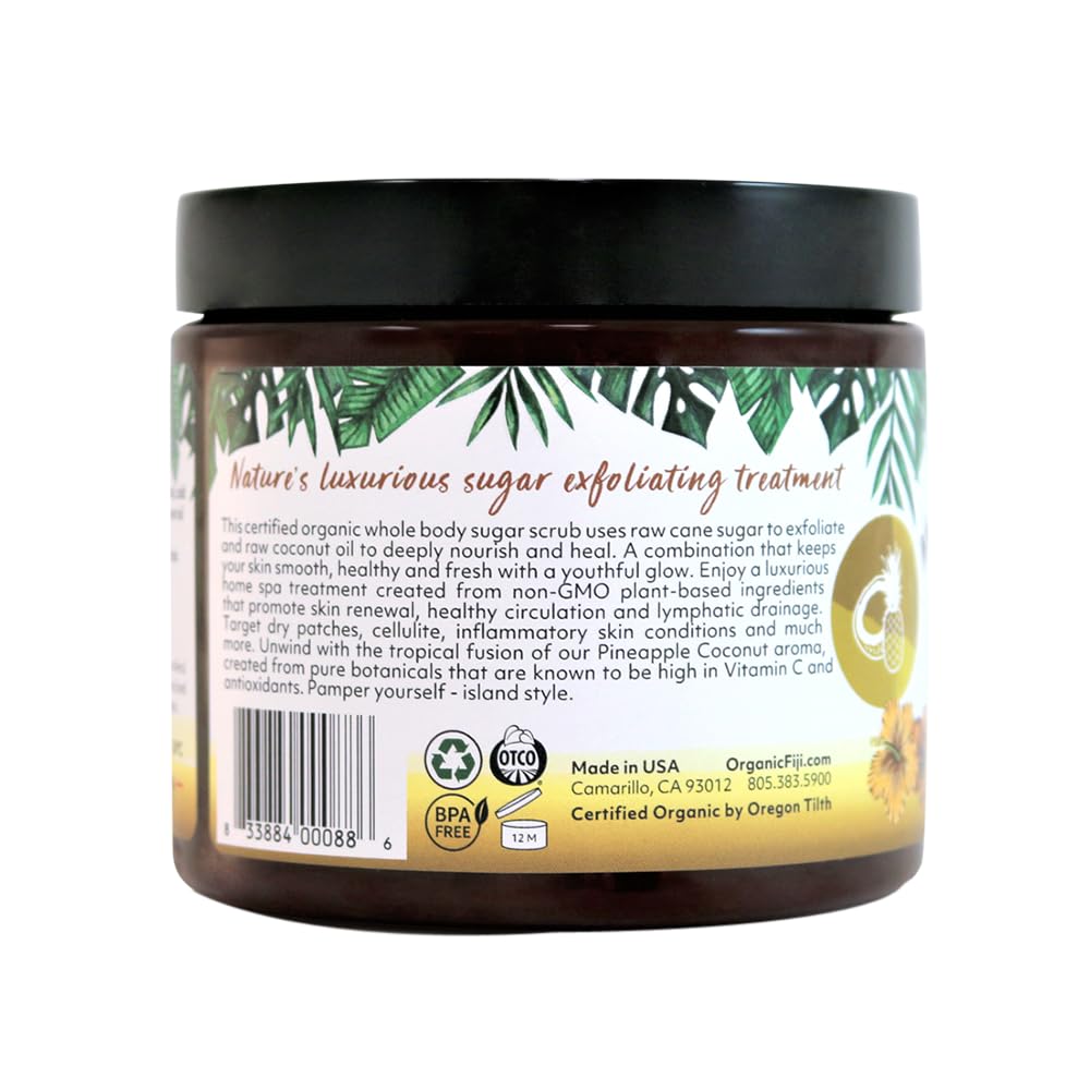 Organic Fiji scrub in hand demonstrating application and instant softening