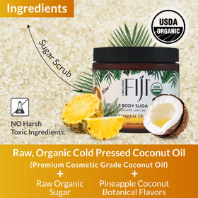 Organic Fiji tub staged with pineapple botanicals for island-inspired hydration