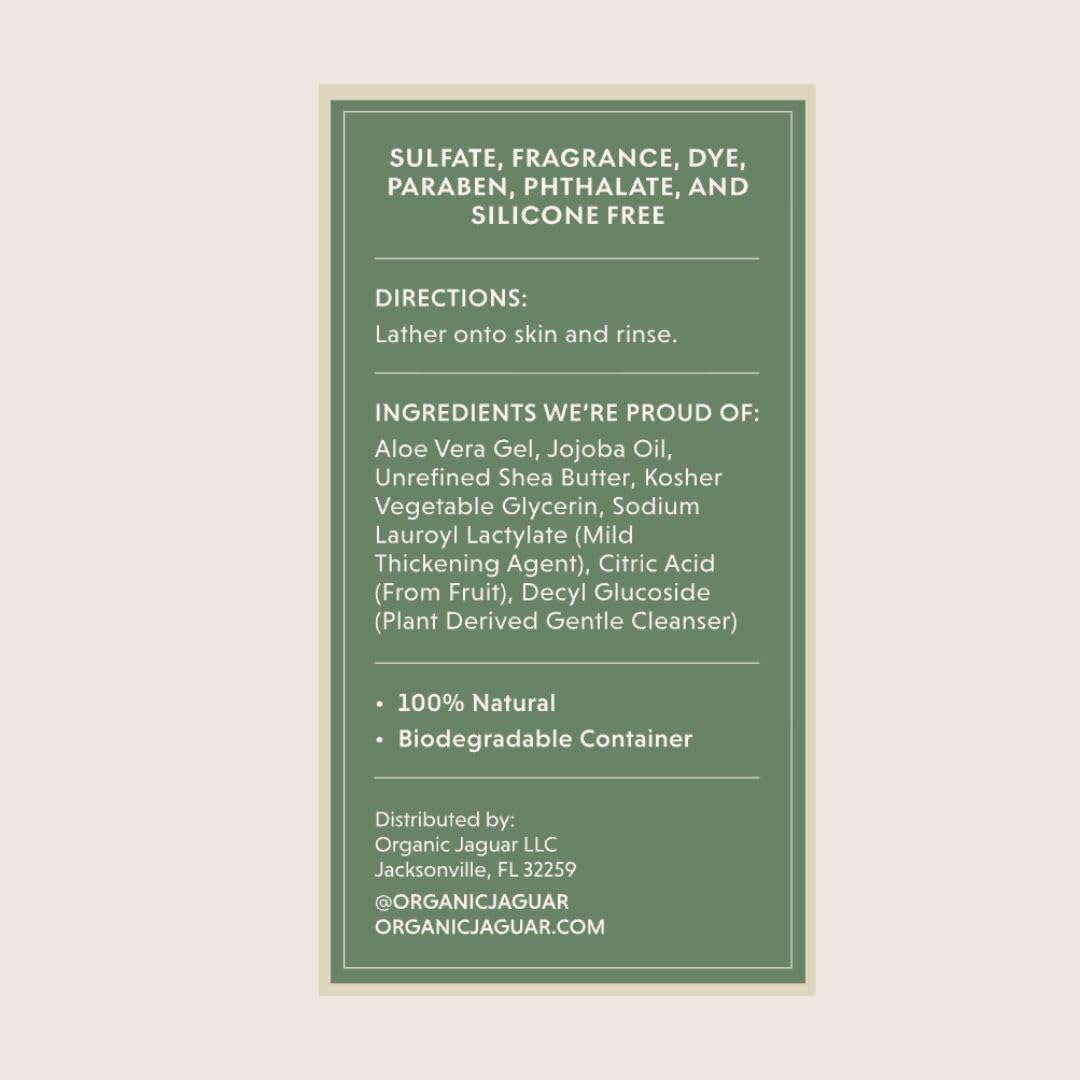 Organic Jaguar label detail showing ingredient focus and sulfate-free benefit