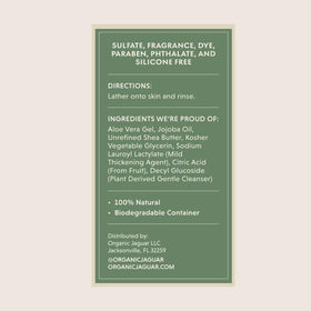 Organic Jaguar label detail showing ingredient focus and sulfate-free benefit