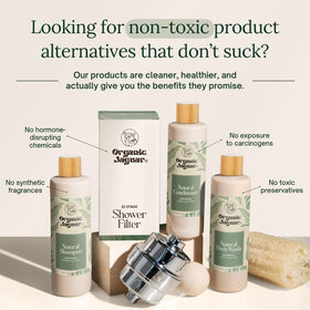 Organic Jaguar pump dispensing body wash emphasizing easy use and controlled amount